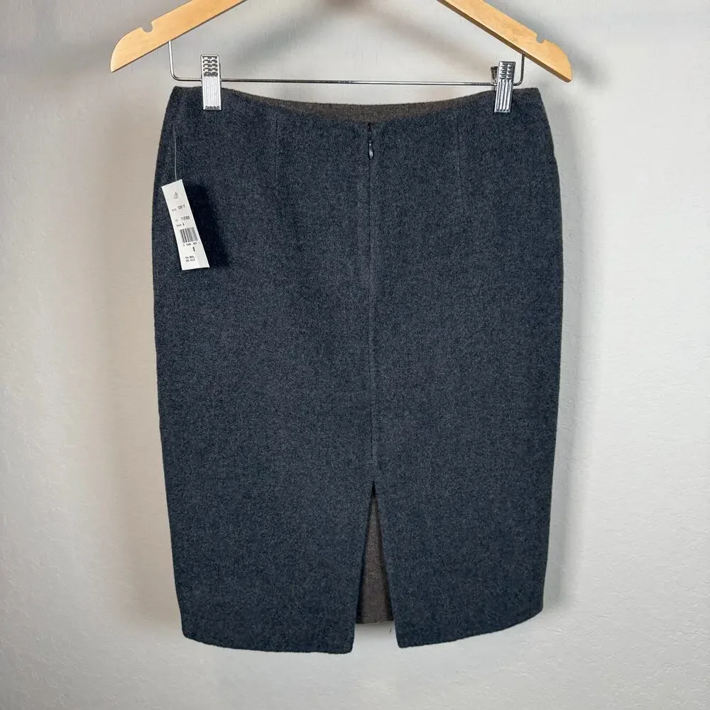 Women's Ralph Lauren Gray Wool and Silk Back Zip Pencil Skirt Size‎ 8 NEW
